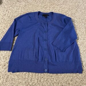 Cable & Gauge Blue Button-Up Long Sleeve Cardigan Sweater Large EUC Blue